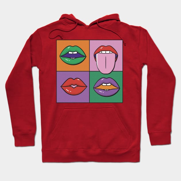 Pop Art Mouths Painting Hoodie by ExelanArt